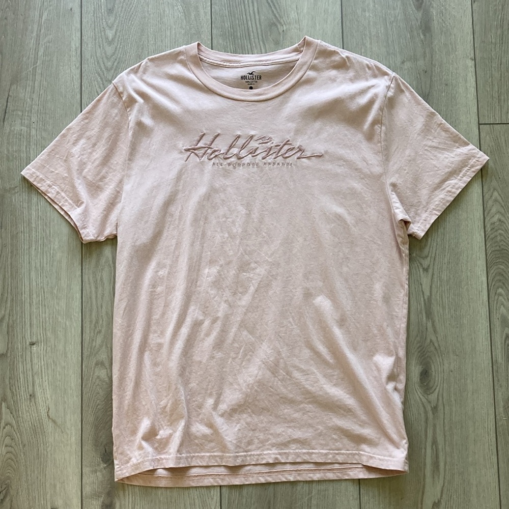 Hollister Shirt Large Tee Pink Salmon Young Mens Teen - Picture 1 of 7